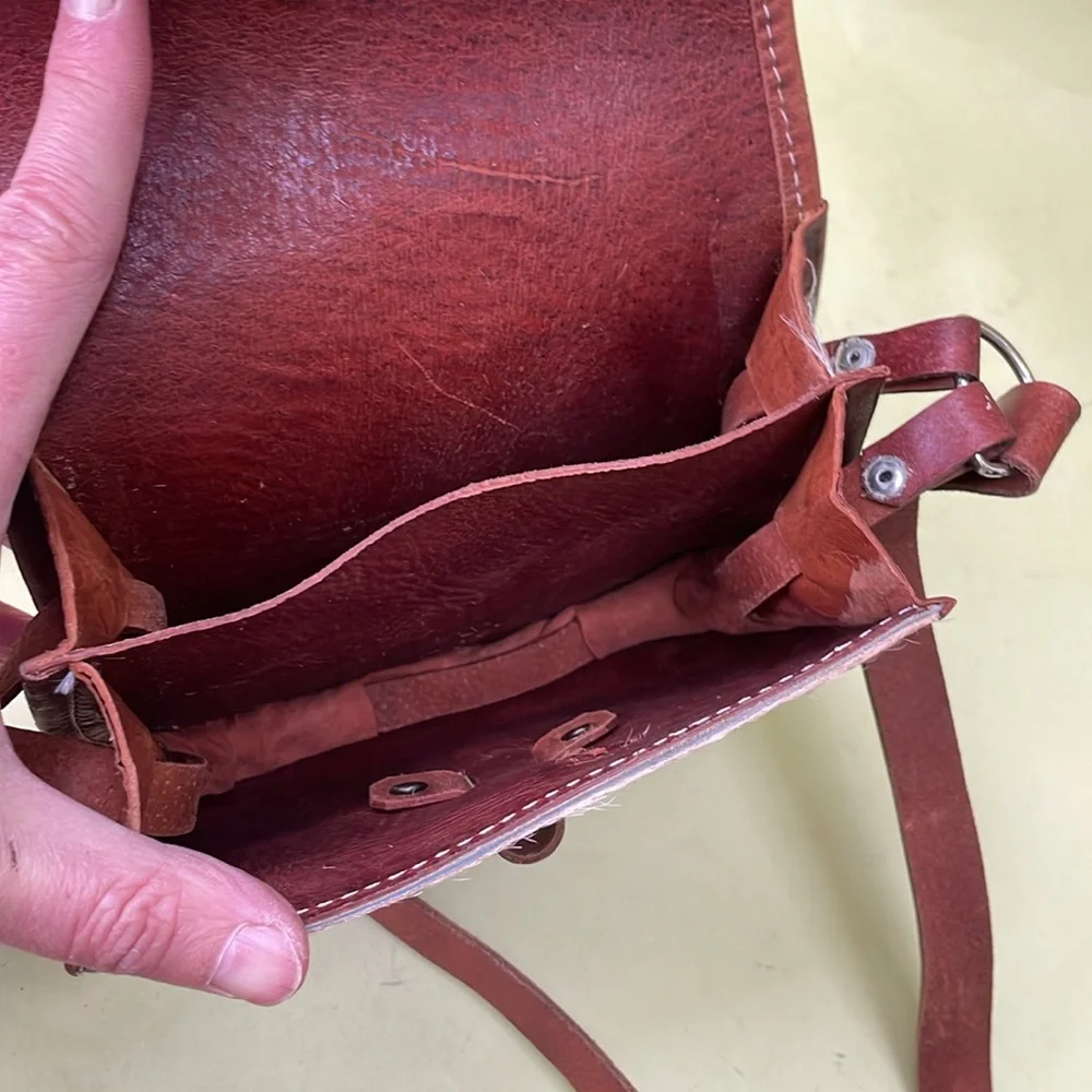 Vintage new tool made all leather mini crossbody bag - Picture 11 of 11